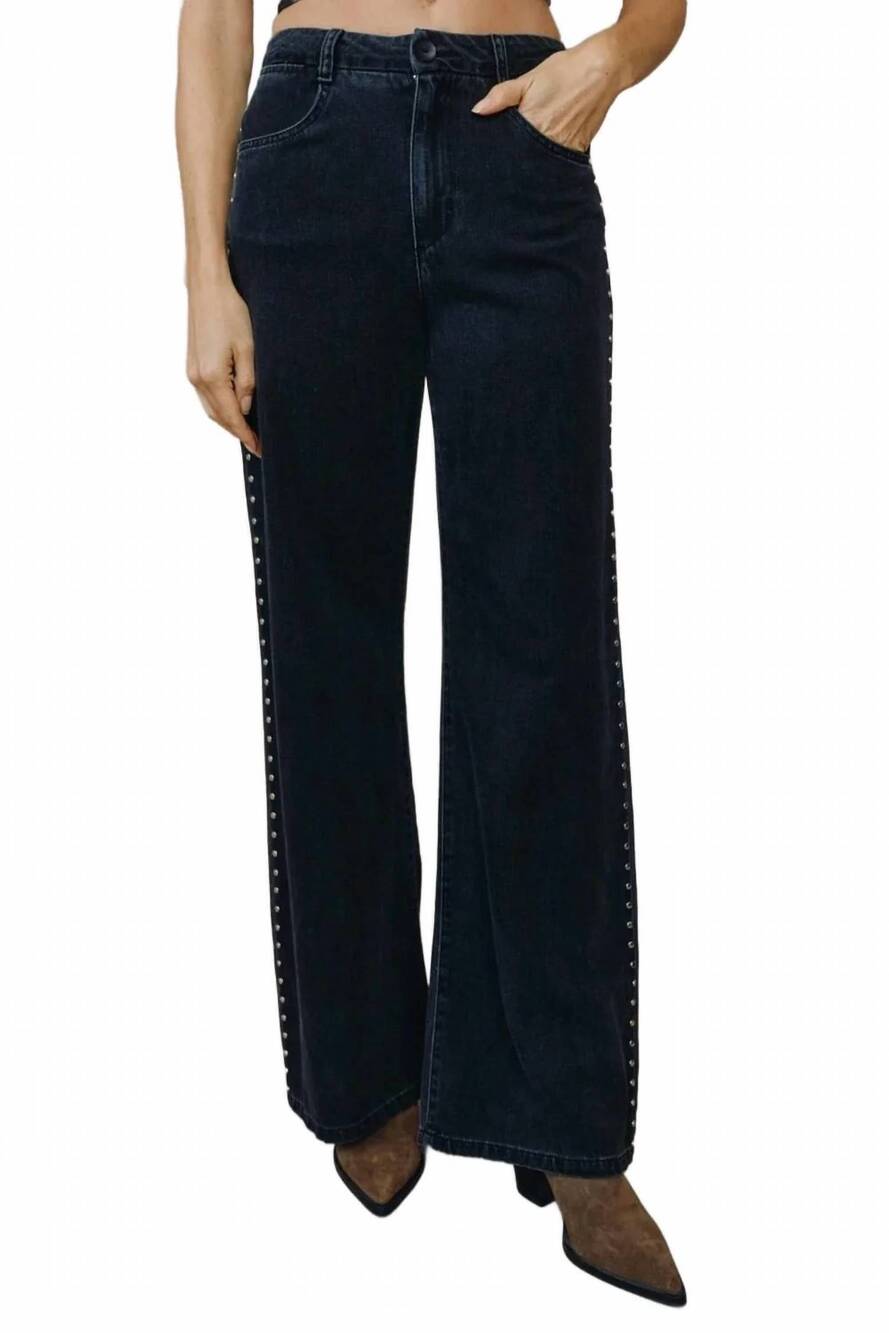 NEW BELLA DAHL women's anya studded vintage jean in moon shadow wash